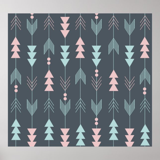 Bohemian Stil Boho: Etniskt sjölöst Mönster Poster (Framsidan)