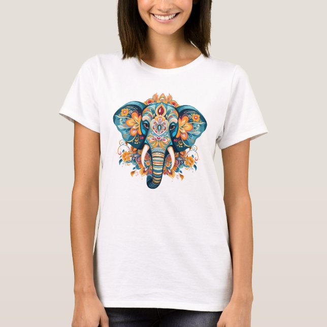 Bohemian Stil Elephant T Shirt (Framsida)