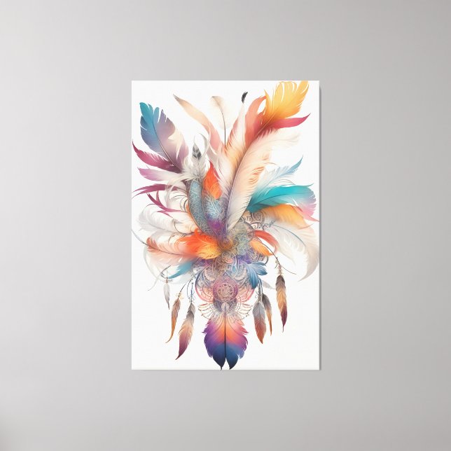 Bohemian Stil Feathers Canvastryck (Framsida)