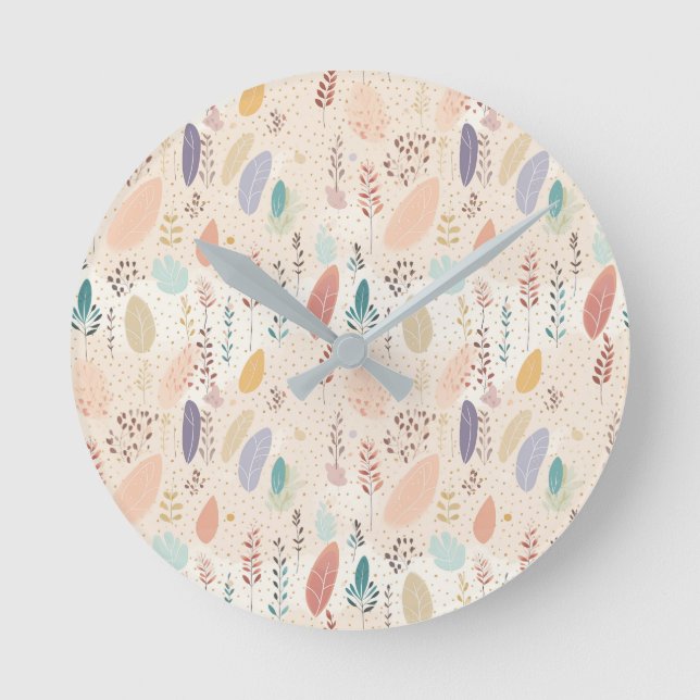 Bohemian Stil Pastel Rund Klocka (Framsida)