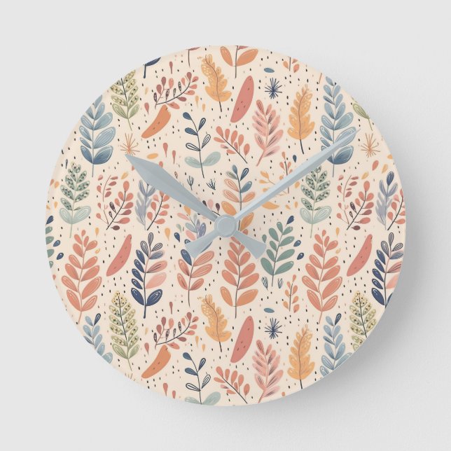 Bohemian Stil Pastel Rund Klocka (Framsida)