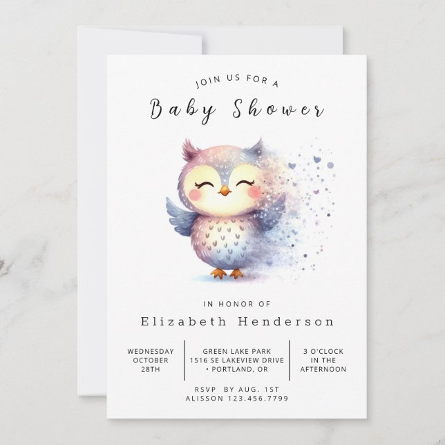 Bohemian Stollig Uggla Baby Shower Inbjudningar (Framsida)