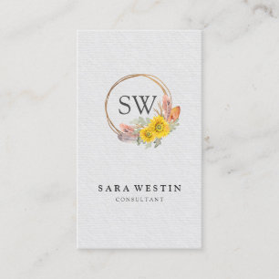 Bohemian Sunblommor Monogram Consultant Visitkort
