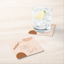 Bohemian Tan Brown Bröllop Par Tack Underlägg Papper Kvadrat