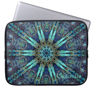 Bohemian Teal Blommigt Star Mönster Laptop sleeve