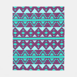 Bohemian Teal Tribal Aztec Fleecefilt