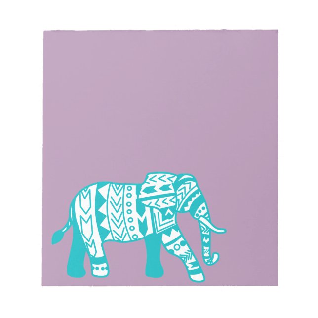 Bohemian Teal Tribal Elephant Anteckningsblock (Framsida)