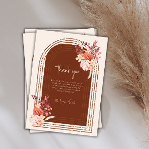 Bohemian Terracotta Blommigt Arch Baby Shower Tack Kort