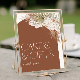 Bohemian Terracotta Blommigt Feathers Cards & Gift Poster