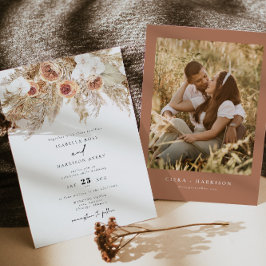 Bohemian Terracotta Blommigt Photo Fall Wedding Inbjudningar