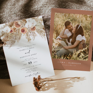 Bohemian Terracotta Blommigt Photo Fall Wedding Inbjudningar