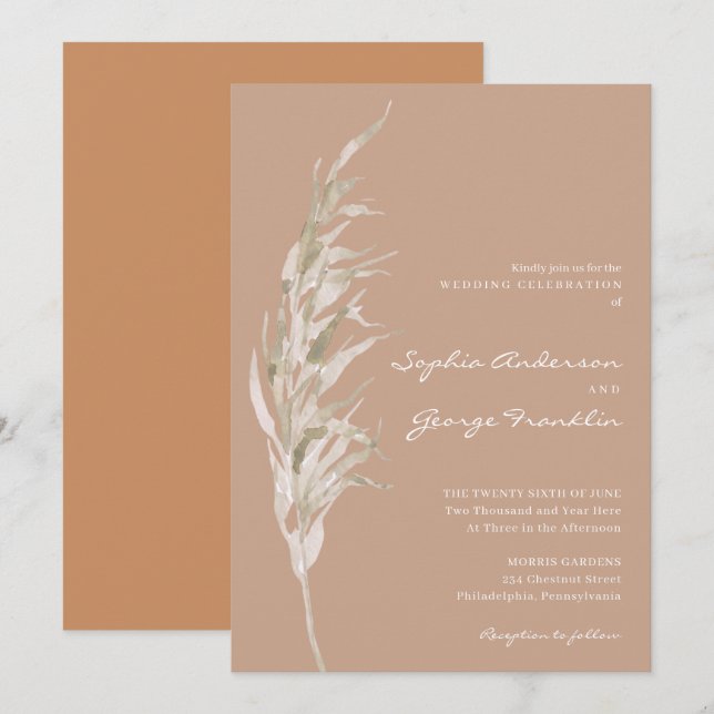 Bohemian Terracotta bröllopskort Inbjudningar (Fram/baksida)