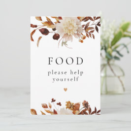 Bohemian Terracotta Fall Blommigt Food Bord Sign Inbjudningar