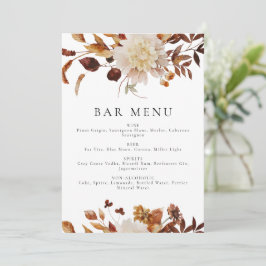 Bohemian Terracotta Fall Blommigt Pub Menu-kort Inbjudningar