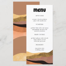 Bohemian Terracotta Groovy Bröllop Dinner Menu