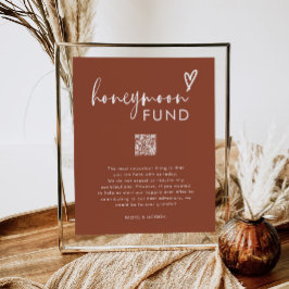 Bohemian Terracotta QR Code Bröllop Honeymoon Fund Poster