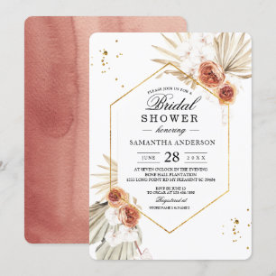 Bohemian Terracotta Torkade Handflatan Löv & Blomm Inbjudningar