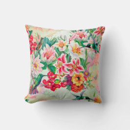 Bohemian Thunder Bird Tropical Mint Grönt Flowers Kudde