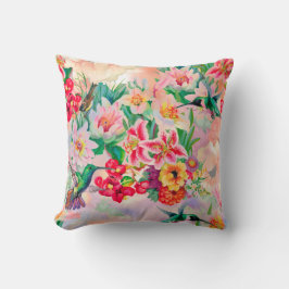 Bohemian Thunder Bird Tropical Teal Grönt Flowers Kudde