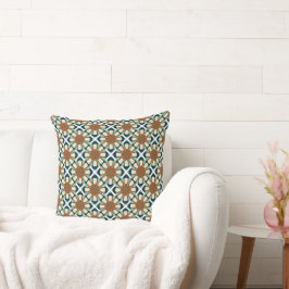 Bohemian Tile-Inspired Fabric with Rust, Teal, and Kudde