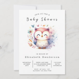Bohemian Träd Uggla Baby Shower Inbjudningar