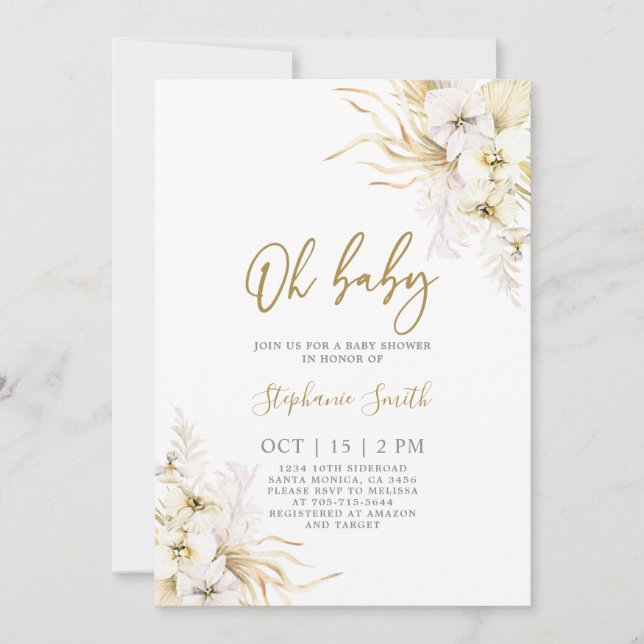 Bohemian Tropical Baby Shower Girl-inbjudan Inbjudningar (Framsida)