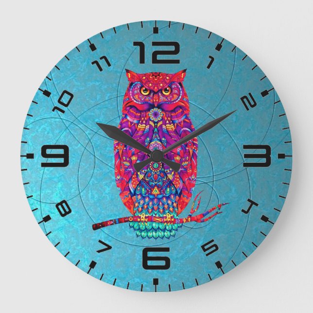 Bohemian Uggla Clock - Stollig & Stil i alla fästi Stor Klocka (Framsida)