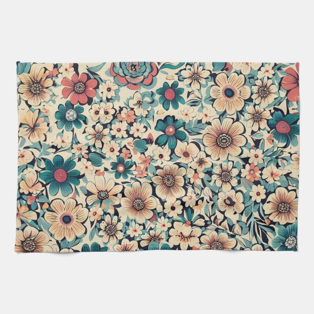 Bohemian Vår Flower Kitchen Towel Kökshandduk (Horisontell)