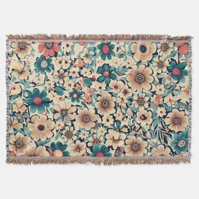 Bohemian Vår Flower Mönster Filt (Framsidan)