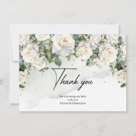 Bohemian vit ros eucalyptus grönt och guld tack kort