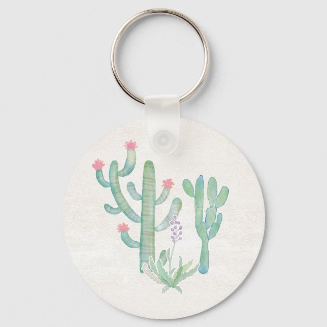 Bohemian Watercolor Cactus Nyckelring (Framsida)