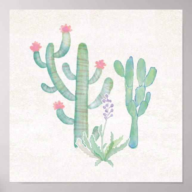Bohemian Watercolor Cactus Poster (Framsidan)