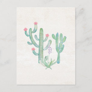 Bohemian Watercolor Cactus Vykort