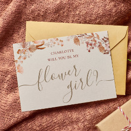Bohemian Watercolor Flower Girl Frieri Card Inbjudningar