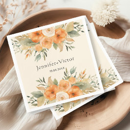 Bohemian Watercolor Flowers Bröllop Pappersservett
