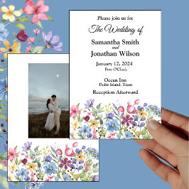 Bohemian Watercolor Garden Flowers Photo Inbjudningar