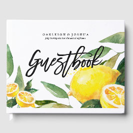 Bohemian Watercolor Lemon Bröllop Guest Bok