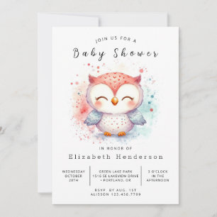 Bohemian Watercolor Uggla Baby Shower Inbjudningar