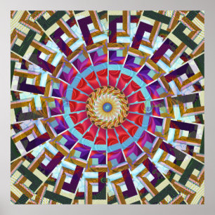 Bohemian Wheel of Fortune Fractal Mandala Art Poster