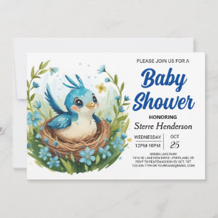Bohemian Whimsical Bird Boy Shower Inbjudningar