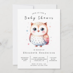Bohemian Whimsical Uggla Baby Shower Inbjudningar