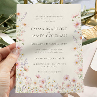 Bohemian Whimsical Wildflowers Formal Wedding Inbjudningar