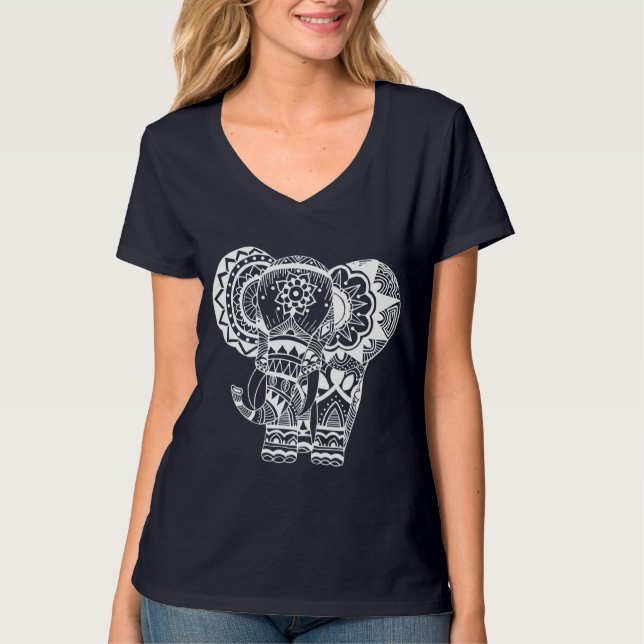 Bohemian white Elephant Tee Shirt (Framsida)