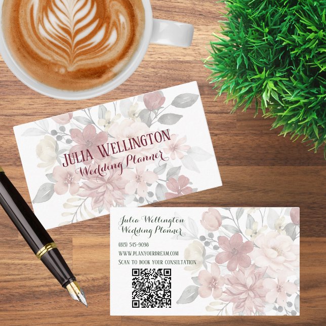 Bohemian WildblomBouquet med QR-kod Visitkort (Skapare uppladdad)