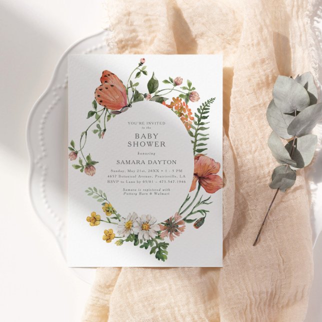 Bohemian WildblomButterfly Baby Shower Inbjudningar (Skapare uppladdad)
