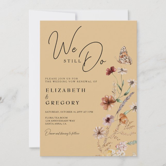 Bohemian Wildblome Vi fortsätter att göra Vow Rene Inbjudningar (Framsida)