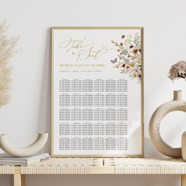Bohemian Wildblomma Backyard Bröllop Sittdiagram Poster