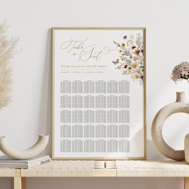 Bohemian Wildblomma Backyard Bröllop Sittdiagram Poster (Skapare uppladdad)