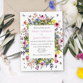 Bohemian Wildblomma Bröllop Inbjudningar