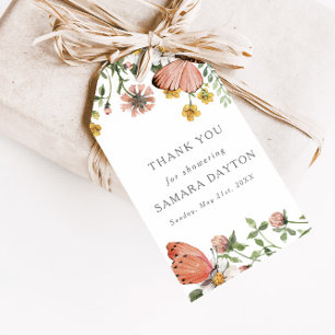 Bohemian Wildblomma Butterfly-Tack Favor Presentetikett